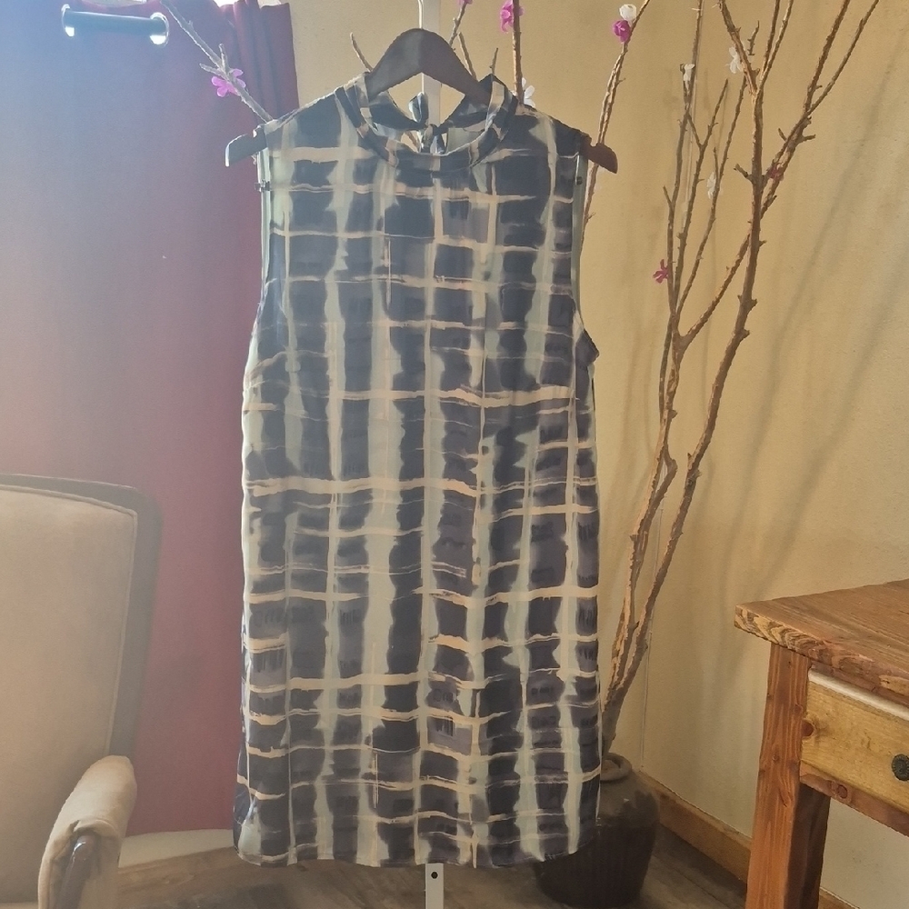 Sleeveless Back Tie Midi Dress, Green, Black, Yellow